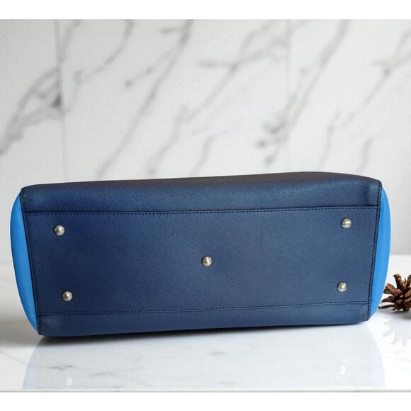 MCM Saffiano Leather Handbag Two-Tone Blue - Picture 5 of 16